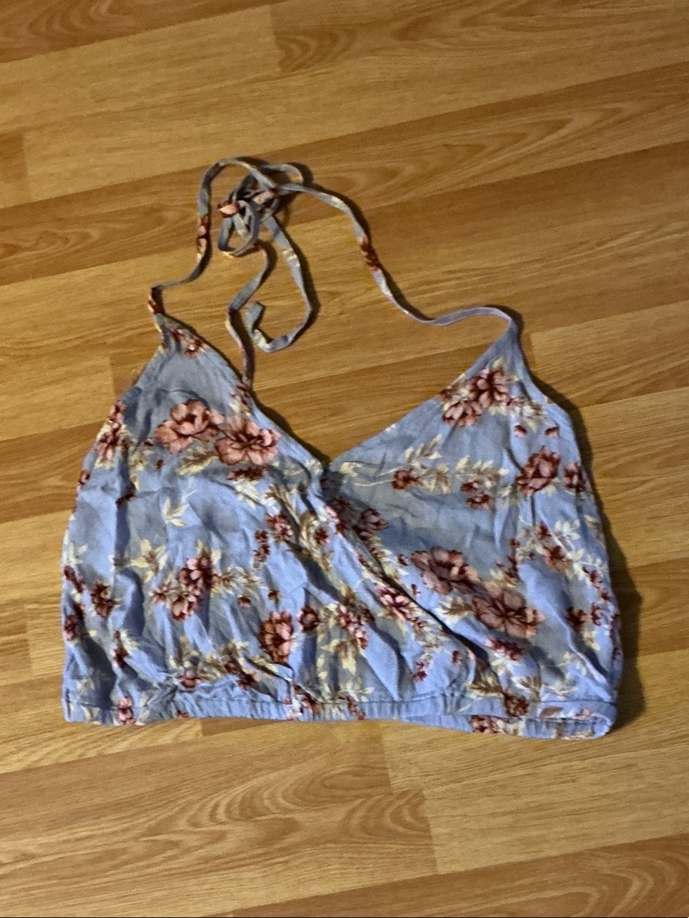 American Eagle Outfitters Light purple Floral Tie-Strap Crop Top